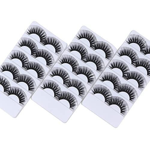 Wleec Beauty 3D Faux Mink False Lashes Handmade Dramatic Eyelash Pack Long Crisscross Fake Eyelashes #3D/18 (15 Pairs/3 Pack)
