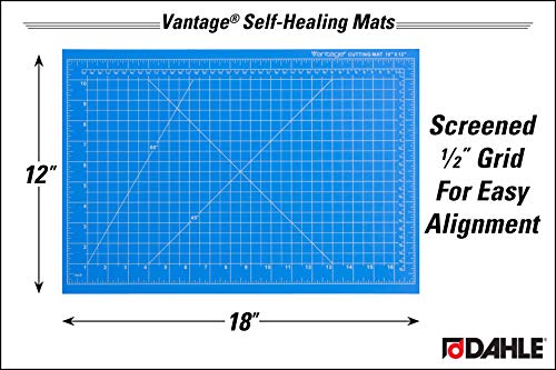 Dahle Vantage 10691 Self-Healing Cutting Mat, 12"x18", 1/2" Grid, 5 Layers for Max Healing, Perfect for Crafts & Sewing, Blue