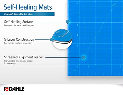 Dahle - 10693-12592 Vantage 10693 Self-Healing Cutting Mat, 24"x36", 1/2" Grid, 5 Layers for Max Healing, Perfect for Crafts & Sewing, Blue