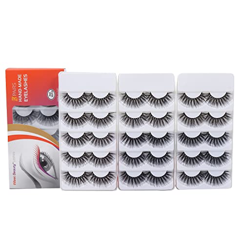 Wleec Beauty 3D Faux Mink False Lashes Handmade Dramatic Eyelash Pack Long Crisscross Fake Eyelashes #3D/18 (15 Pairs/3 Pack)