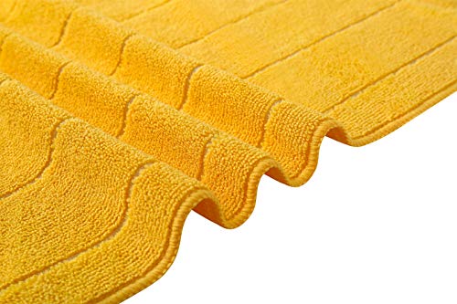 Microfiber Kitchen Towels - Super Absorbent, Soft and Solid Color Dish Towels, 8 Pack (Stripe Designed Yellow and White Colors), 26 x 18 Inch (Yellow)