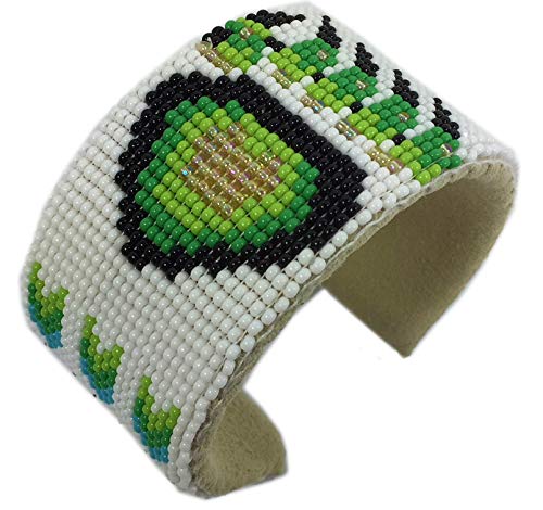 Beaded Jewelry Set Necklace Earrings Bracelet Handmade (Green Bear Paw)