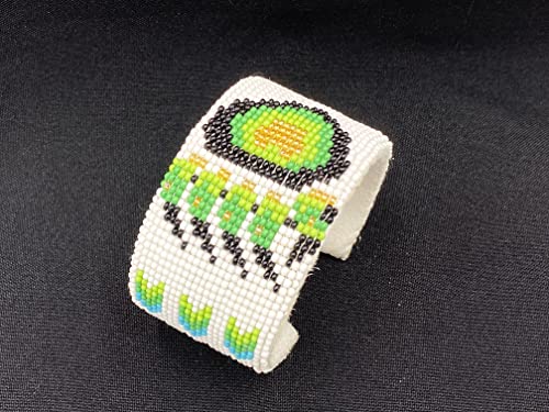 Beaded Jewelry Set Necklace Earrings Bracelet Handmade (Green Bear Paw)