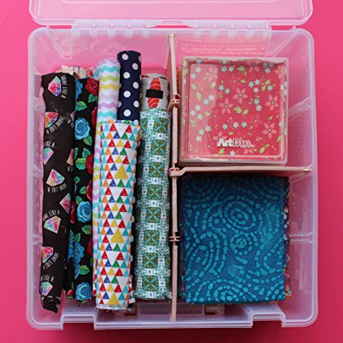 ArtBin 6990RK Super Satchel Double Deep, Portable Art & Craft Organizer with Handle, [1] Plastic Storage Case, Clear with Rose Gold Accents