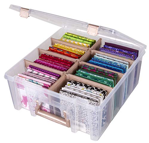 ArtBin 6990RK Super Satchel Double Deep, Portable Art & Craft Organizer with Handle, [1] Plastic Storage Case, Clear with Rose Gold Accents