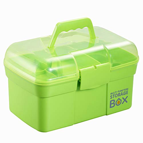 Green Plastic Storage Box with Removable Tray - Toys