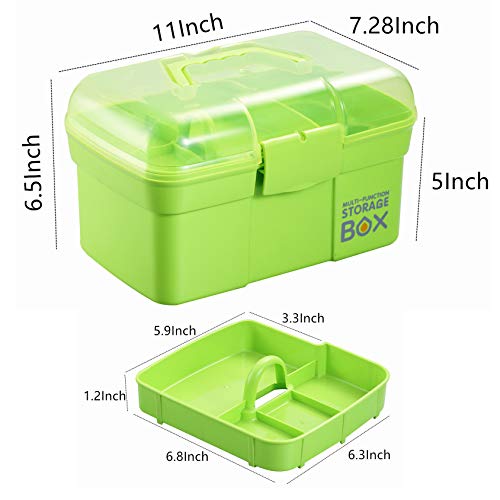 Green Plastic Storage Box with Removable Tray - Toys