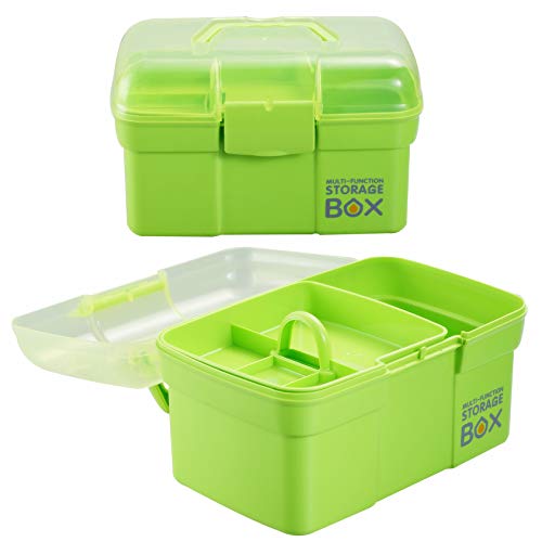 Green Plastic Storage Box with Removable Tray - Toys