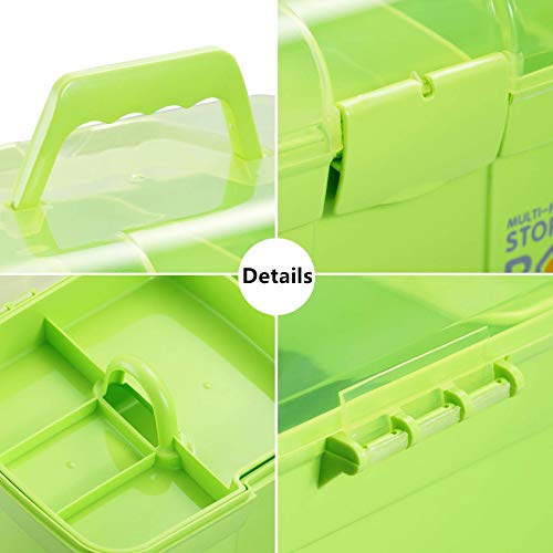 Green Plastic Storage Box with Removable Tray - Toys