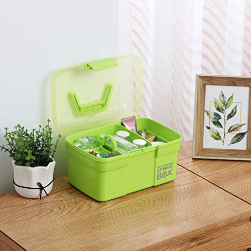 Green Plastic Storage Box with Removable Tray - Toys