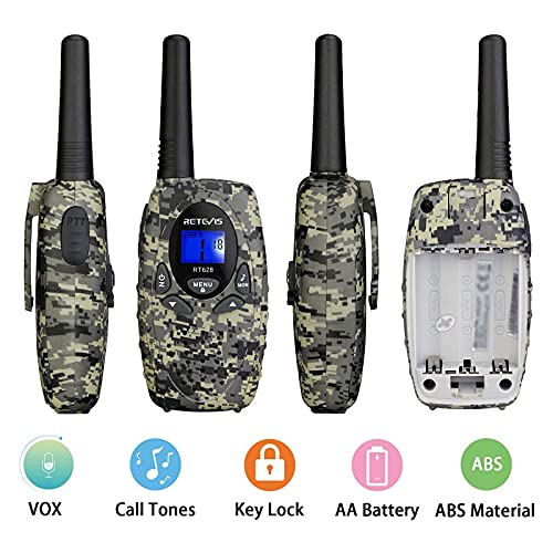 Retevis RT628 Walkie Talkies for Kids,22 Channels 2 Way Radio Long Range Kid Gift Toy with LCD Display,Army Toys for Outdoor Adventure Game Camp Hunt Trip(1 Pair,Camouflage)