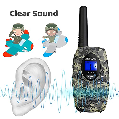 Retevis RT628 Walkie Talkies for Kids,22 Channels 2 Way Radio Long Range Kid Gift Toy with LCD Display,Army Toys for Outdoor Adventure Game Camp Hunt Trip(1 Pair,Camouflage)