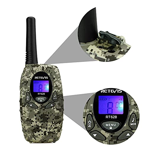 Retevis RT628 Walkie Talkies for Kids,22 Channels 2 Way Radio Long Range Kid Gift Toy with LCD Display,Army Toys for Outdoor Adventure Game Camp Hunt Trip(1 Pair,Camouflage)