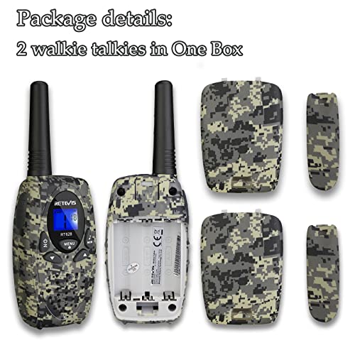 Retevis RT628 Walkie Talkies for Kids,22 Channels 2 Way Radio Long Range Kid Gift Toy with LCD Display,Army Toys for Outdoor Adventure Game Camp Hunt Trip(1 Pair,Camouflage)
