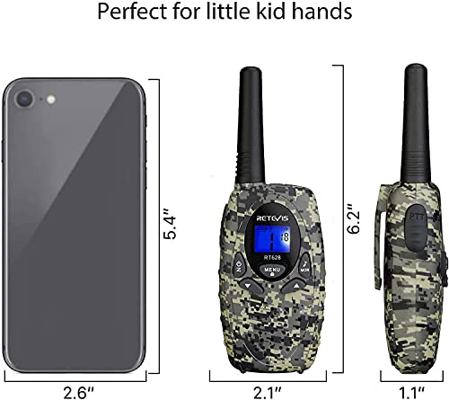 Retevis RT628 Walkie Talkies for Kids,22 Channels 2 Way Radio Long Range Kid Gift Toy with LCD Display,Army Toys for Outdoor Adventure Game Camp Hunt Trip(1 Pair,Camouflage)
