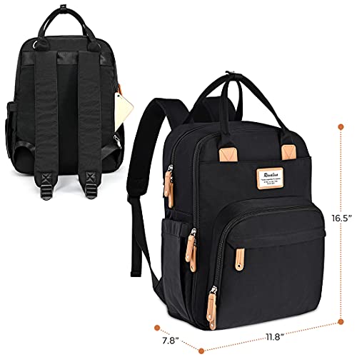 Diaper Bag Backpack, RUVALINO Multifunction Travel Back Pack Maternity Baby Changing Bags, Large Capacity, Waterproof and Stylish, Black