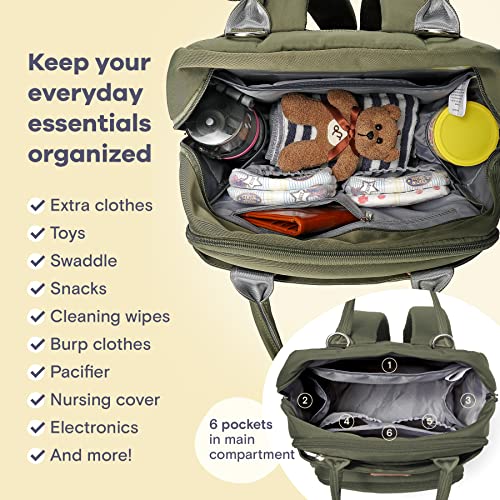 Diaper Bag Backpack, RUVALINO Multifunction Travel Back Pack Maternity Baby Changing Bags, Large Capacity, Waterproof and Stylish, Army Green