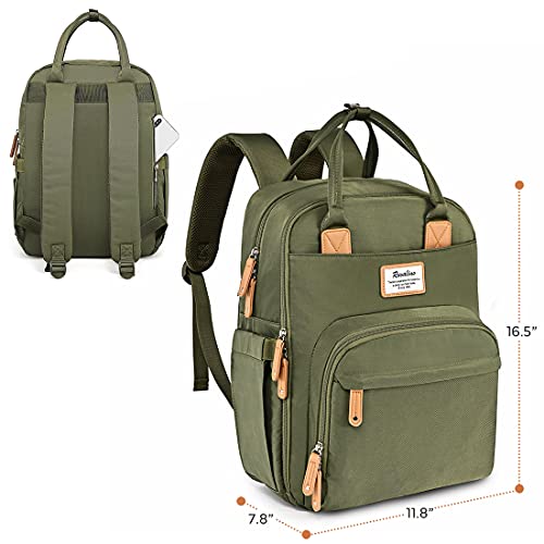 Diaper Bag Backpack, RUVALINO Multifunction Travel Back Pack Maternity Baby Changing Bags, Large Capacity, Waterproof and Stylish, Army Green
