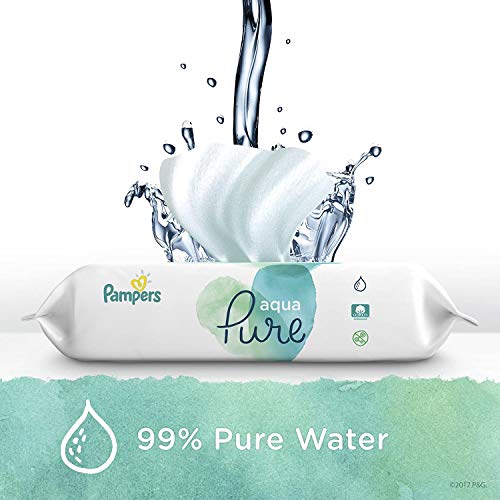Baby Wipes, Pampers Aqua Pure Sensitive Water Baby Diaper Wipes, Hypoallergenic and Unscented, 12x Pop-Top Packs, 672 Count