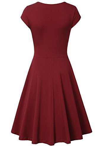 Lotusmile Tight Dresses for Women Party, V Neck Stretch Pleated Bridesmaid Gown,(Medium Wine Red)
