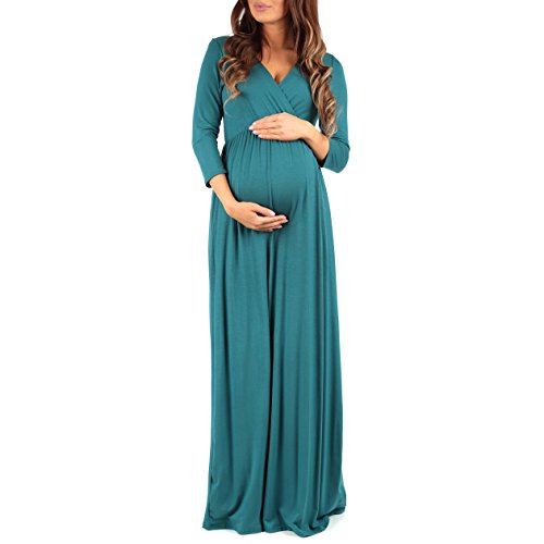 Maternity V-Neck Dress with Ruched Waist