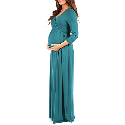 Maternity V-Neck Dress with Ruched Waist