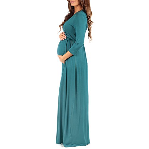 Maternity V-Neck Dress with Ruched Waist