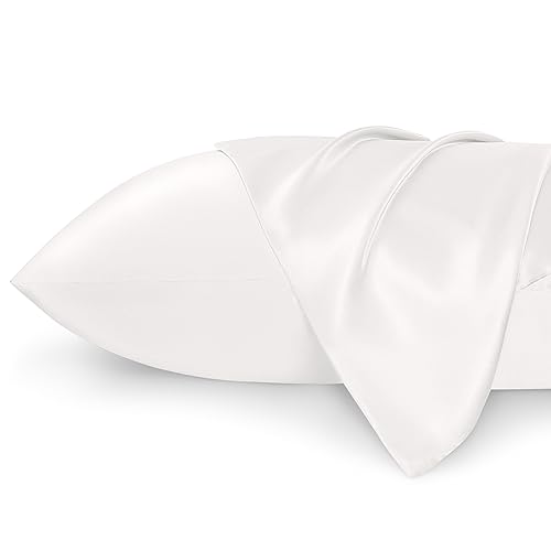 Bedsure Satin Pillowcase for Hair and Skin Silk Pillowcase 2-Pack, Queen Size (Ivory, 20x30 inches) Pillow Cases Set of 2 - Satin Pillow Covers with Envelope Closure