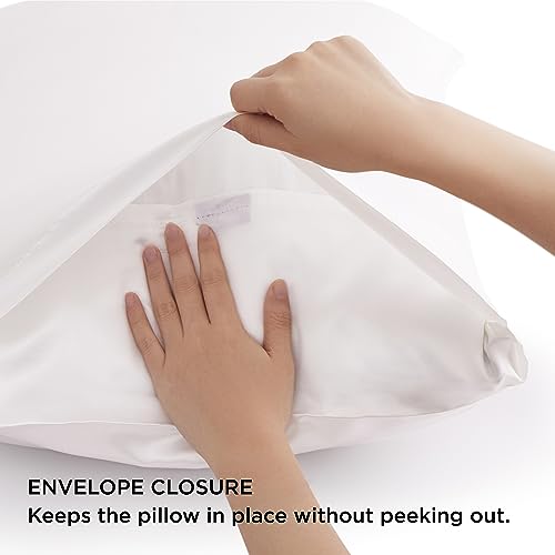 Bedsure Satin Pillowcase for Hair and Skin Silk Pillowcase 2-Pack, Queen Size (Ivory, 20x30 inches) Pillow Cases Set of 2 - Satin Pillow Covers with Envelope Closure