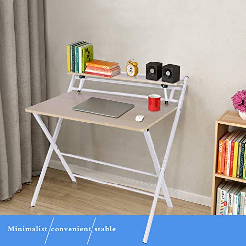 Folding Study Desk, Folding Laptop Table Home Corner Desks Simple Computer Desk with Shelf for Small Space Home Office