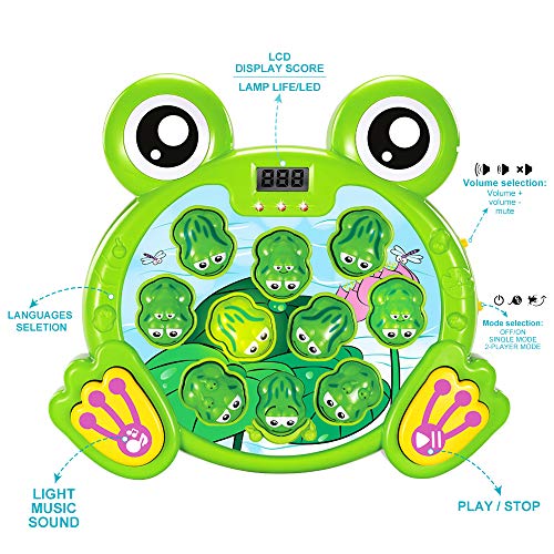 YEEBAY Interactive Whack A Frog Game, Learning, Active, Early Developmental Toy, Fun Gift for Age 2,3, 4, 5, 6, 7, 8 Years Old Kids, Boys, Girls,2 Hammers Included