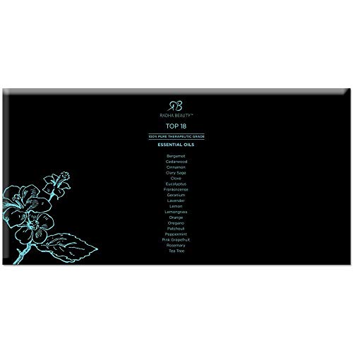 Radha Beauty Aromatherapy 18 Essential Oils (Lavender, Tea Tree, Peppermint, Lemongrass, Orange, Eucalyptus, Rosemary, Frankincense, Lemon, Bergamot, Cedarwood, Patchouli, Geranium, and more)