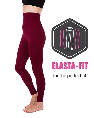 High Waist Compression Leggings for Women - Burgundy