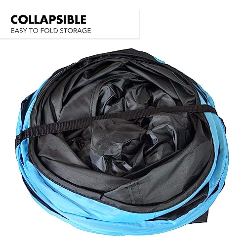 New Cat Tunnel Design, Collapsible 4-Way Cat Ferret Tunnel Toy with Crinkle, Great for Kittens, Puppies, Large Cats and Small Dogs (Large, Light Blue)