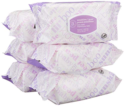 Amazon Elements Baby Wipes, Sensitive, Flip-Top Packs