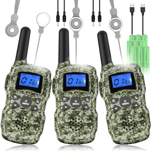 Wishouse Rechargeable Walkie Talkies - 3 Pack Camouflage