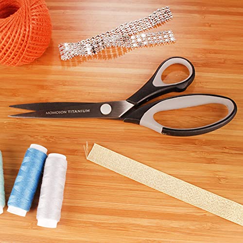 BambooMN Titanium Softgrip Scissors Set Sewing, Arts, Crafts, Office - 1 Set of 3 - Black w/Dark Grey Inlays