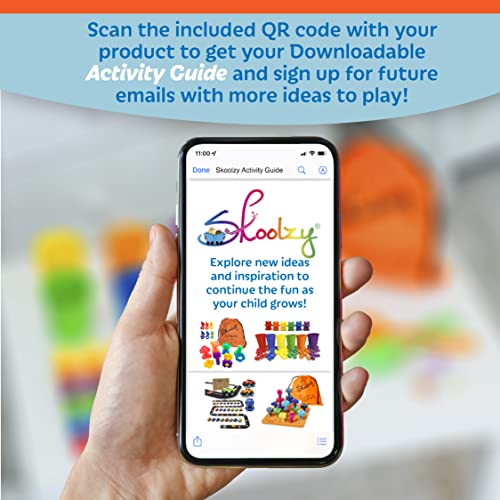 Skoolzy Peg Board Toddler Stacking Toys - STEM Color Sorting Learning Games - Montessori Toys for 1, 2, 3, 4 Year Old Boys and Girls - 38pc?Shapes Puzzle Educational Manipulatives, Ebook, Tote