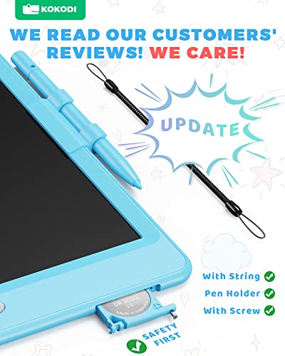 KOKODI LCD Writing Tablet, 10 Inch Colorful Toddler Doodle Board Drawing Tablet, Erasable Reusable Electronic Drawing Pads, Educational and Learning Toy for 2-6 Years Old Boy and Girls (Blue)