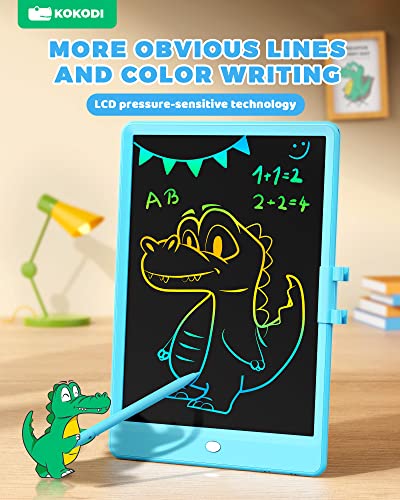 KOKODI LCD Writing Tablet, 10 Inch Colorful Toddler Doodle Board Drawing Tablet, Erasable Reusable Electronic Drawing Pads, Educational and Learning Toy for 2-6 Years Old Boy and Girls (Blue)