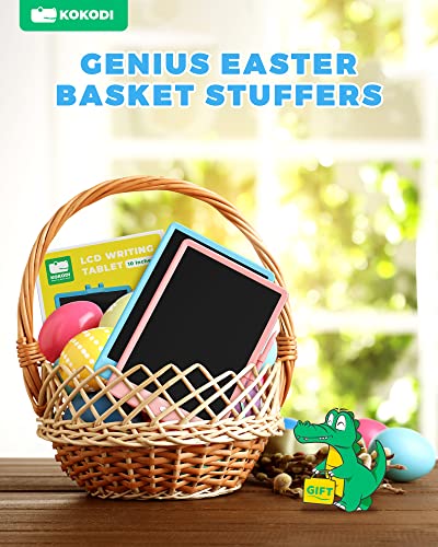 KOKODI LCD Writing Tablet, 10 Inch Colorful Toddler Doodle Board Drawing Tablet, Erasable Reusable Electronic Drawing Pads, Educational and Learning Toy for 2-6 Years Old Boy and Girls (Blue)