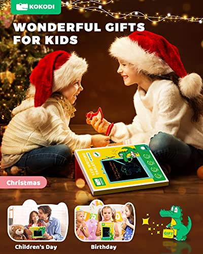 KOKODI LCD Writing Tablet, 10 Inch Colorful Toddler Doodle Board Drawing Tablet, Erasable Reusable Electronic Drawing Pads, Educational and Learning Toy for 2-6 Years Old Boy and Girls (Blue)