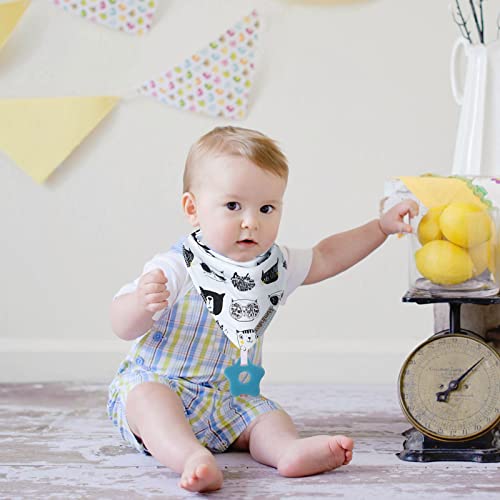 Baby Bandana Drool Bibs 6-Pack and Teething Toys 6-Pack Made with 100% Organic Cotton, Super Absorbent and Soft Unisex (Vuminbox) (6-Pack Unisex)
