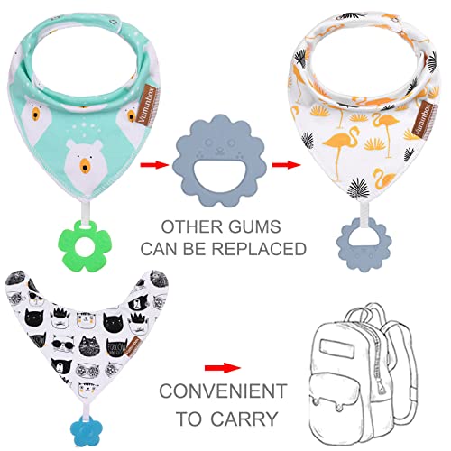 Baby Bandana Drool Bibs 6-Pack and Teething Toys 6-Pack Made with 100% Organic Cotton, Super Absorbent and Soft Unisex (Vuminbox) (6-Pack Unisex)
