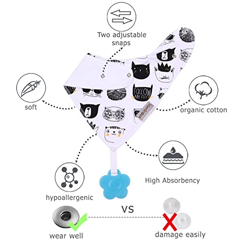 Baby Bandana Drool Bibs 6-Pack and Teething Toys 6-Pack Made with 100% Organic Cotton, Super Absorbent and Soft Unisex (Vuminbox) (6-Pack Unisex)