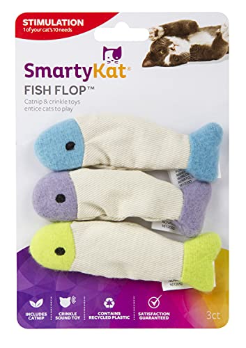 SmartyKat Fish Flop Crinkle Catnip Cat Toys - Multi Color