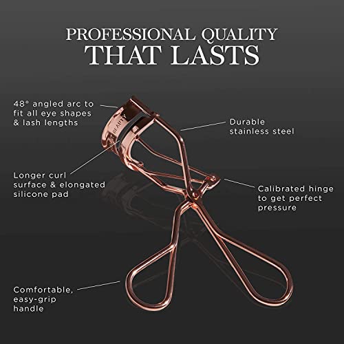 Brilliant Beauty Eyelash Curler - Award Winning - With Satin Bag & Refill Pads - No Pinching, Just Dramatically Curled Eyelashes & Lash Line in Seconds. Get Gorgeous Eye Lashes Now!