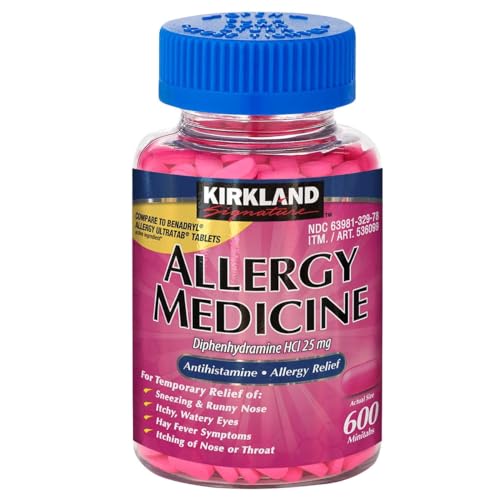 Diphenhydramine HCI 25 Mg - Kirkland Brand - Allergy Medicine and AntihistamineCompare to Active Ingredient of Benadryl? Allergy Generic - 600 Count Personal Healthcare / Health Care
