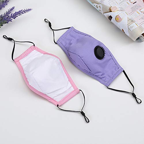 Irisvito Dust Cotton Cloth Mask, Washable Reusable Mask with Cord Locks Filter Element Breathing Valve Outdoor Sports Face Mask (Purple Roland, with Valve)