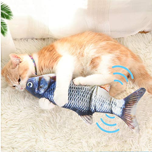 Senneny Electric Moving Fish Cat Toy, Realistic Plush Simulation Electric Wagging Fish Cat Toy Catnip Kicker Toys, Funny Interactive Pets Pillow Chew Bite Kick Supplies for Cat Kitten Kitty (Catfish)